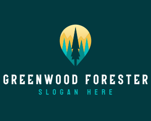 Forest Location Pin logo design