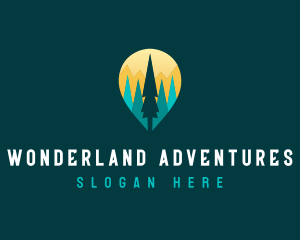 Forest Location Pin logo design