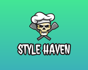 Toque - Skull Spatula Chef logo design