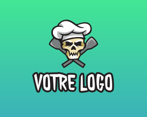 Skeleton - Skull Spatula Chef logo design
