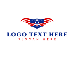 Veteran - Flag Wings Letter A logo design