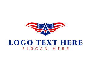 Stripe - Flag Wings Letter A logo design