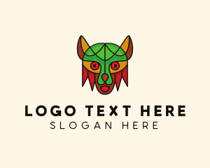 Cartoon - Mosaic Tribal Cat logo design