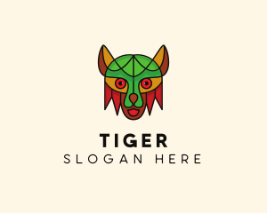 Mosaic Tribal Cat logo design