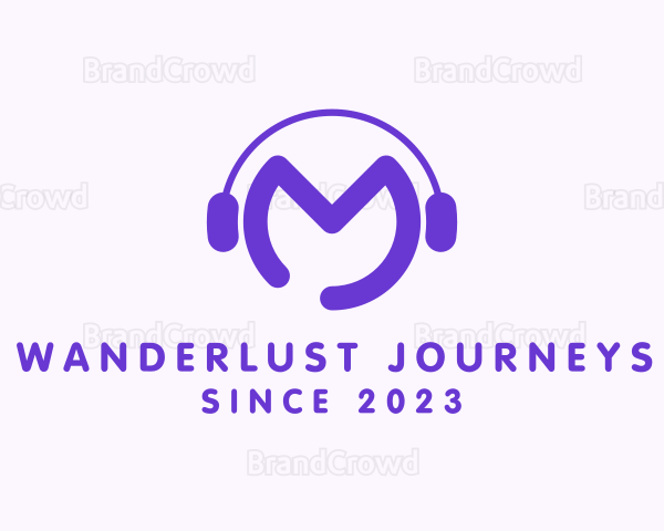 Purple Disc Jockey Letter M Logo