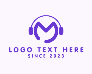 Remix - Purple Disc Jockey Letter M logo design