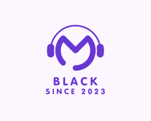 Streaming - Purple Disc Jockey Letter M logo design