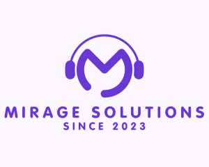 Purple Disc Jockey Letter M logo design