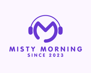 Purple Disc Jockey Letter M logo design