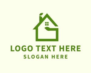 Initial - Green Eco House logo design