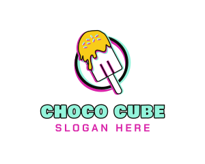 Store - Glitch Popsicle Dessert logo design