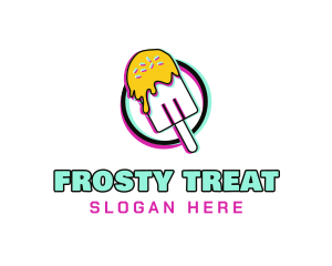 Popsicle - Glitch Popsicle Dessert logo design