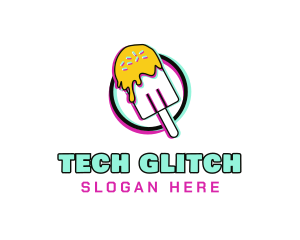 Glitch Popsicle Dessert logo design