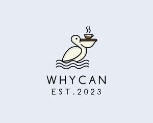White - Pelican Cafe Bird logo design