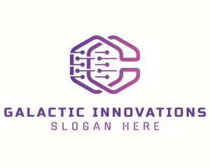 Sci Fi - Circuit Tech Letter C logo design