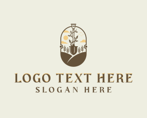 Hedge Shears - Gardening Shovel Landscaping logo design