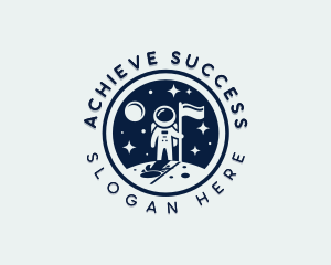 Moon Flag Astronaut logo design