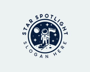 Moon Flag Astronaut logo design