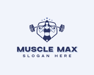 Bodybuilding - Muscular Woman Bodybuilder logo design