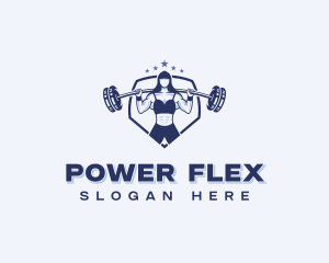 Muscular Woman Bodybuilder logo design