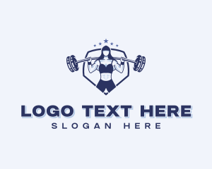 Trainer - Muscular Woman Bodybuilder logo design