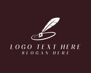 Fountain Pen - Feather Pen Writer logo design