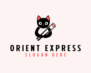 Asian Cat Sushi  logo design