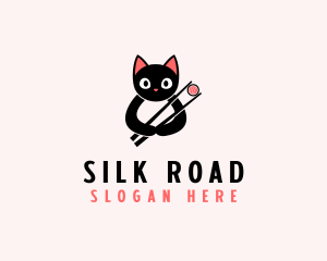 Asian Cat Sushi  logo design