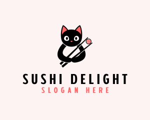 Asian Cat Sushi  logo design