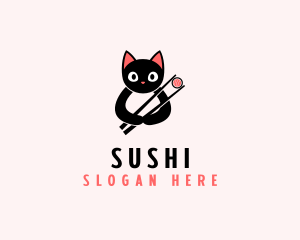 Asian Cat Sushi  logo design