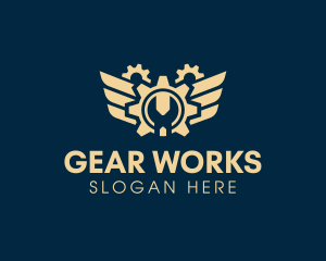 Gears - Wrench Gear Wing logo design