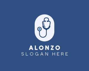 Blue Medical Stethoscope logo design