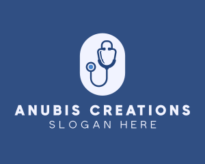 Blue Medical Stethoscope logo design