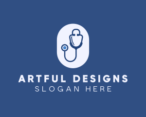 Blue Medical Stethoscope logo design