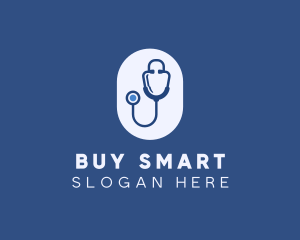 Blue Medical Stethoscope logo design