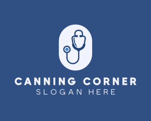 Blue Medical Stethoscope logo design