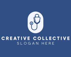 Blue Medical Stethoscope logo design