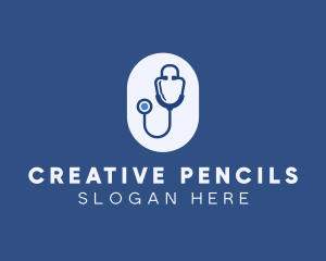 Blue Medical Stethoscope logo design