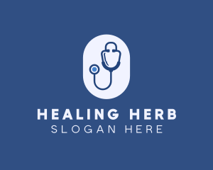 Blue Medical Stethoscope logo design