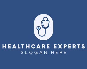 Blue Medical Stethoscope logo design