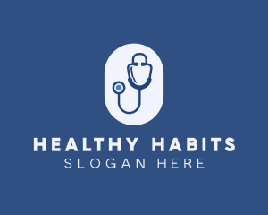 Blue Medical Stethoscope logo design