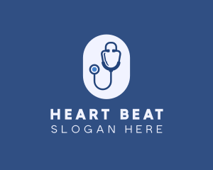 Blue Medical Stethoscope logo design