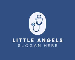 Blue Medical Stethoscope logo design