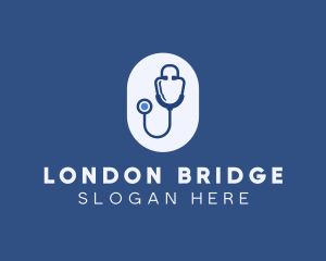 Blue Medical Stethoscope logo design