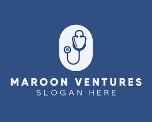 Blue Medical Stethoscope logo design