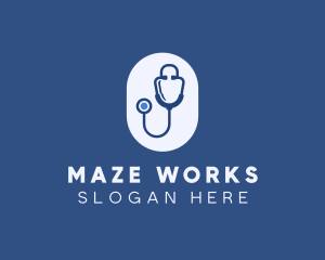 Blue Medical Stethoscope logo design