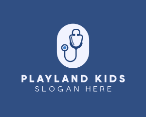 Blue Medical Stethoscope logo design