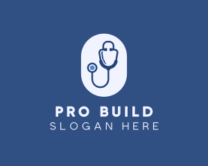 Blue Medical Stethoscope logo design