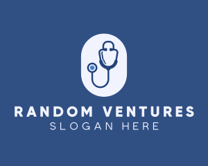 Blue Medical Stethoscope logo design