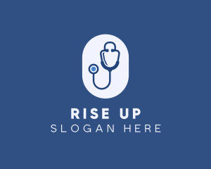 Blue Medical Stethoscope logo design